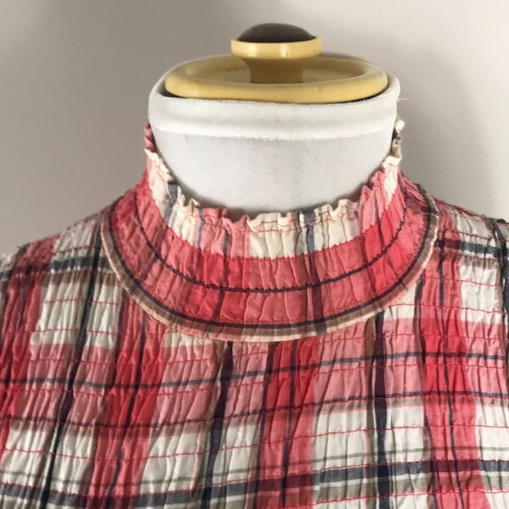 Zara woman plaid long sleeve spring elastic fitted shirt, women’s size small